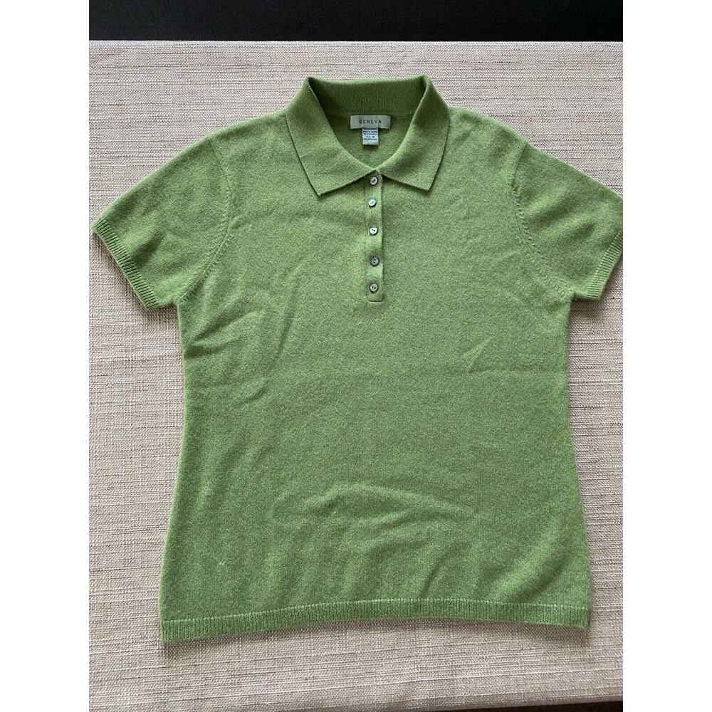 Geneva 100% Cashmere Light Green Sweater Blouse M